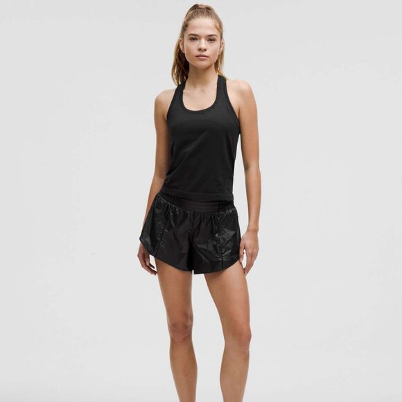 New Rare LULULEMON Hotty Hot High Rise Shorts 4" Black Matte Sheen Lined 6 - Picture 3 of 12